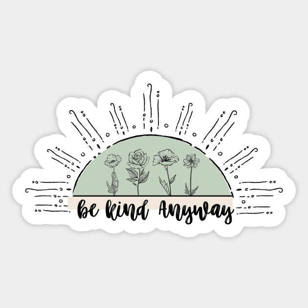 Be Kind Anyway Sunset Boho Nude Blue Minimalist Design Sticker by zedonee